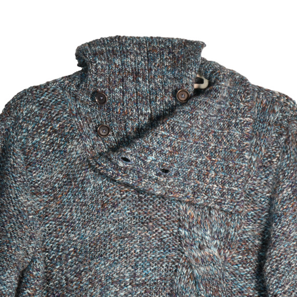 Orvis Tunic Sweater Womens L Marled Blue Wool Alpaca Blend Fuzzy Chunky Boho - Picture 6 of 9